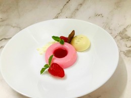 Strawberry Parfait with White Chocolate Snow and Brandy Snaps Recipe
